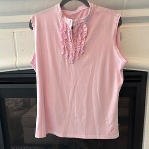 Lady Hagen Pink Sleeveless Ruffled Blouse